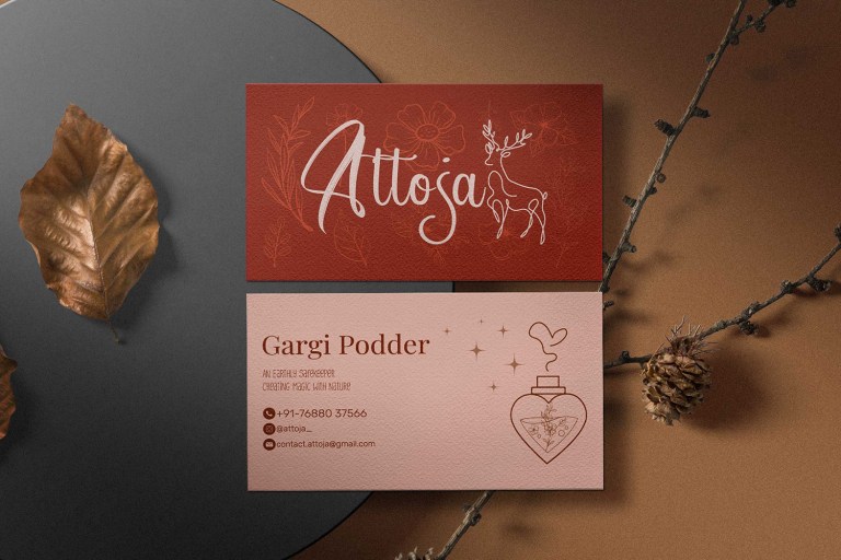 Attoja handmade jewelry business card
