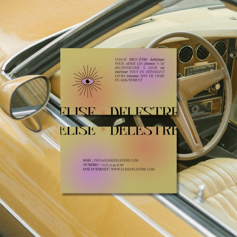 Elise Delestre wellness coach business card