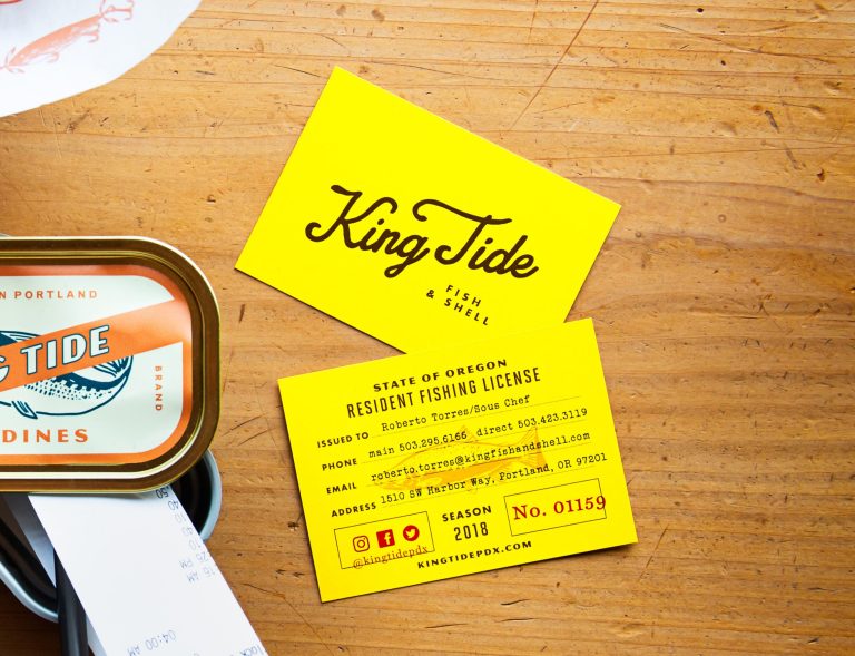 King Tide Fish & Shell business card