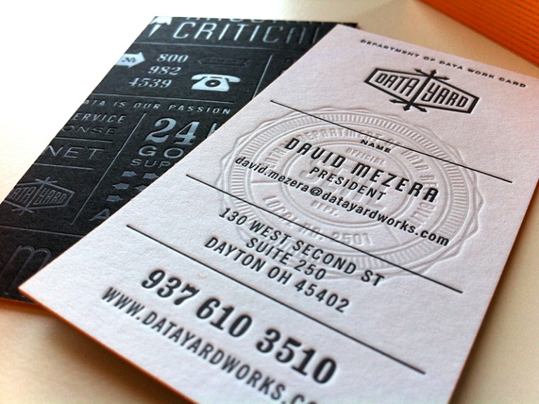 DataYard letterpress business card