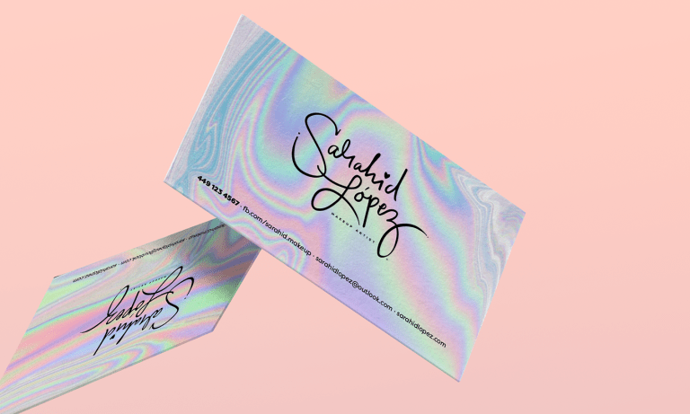 Sarahid López makeup artist business card